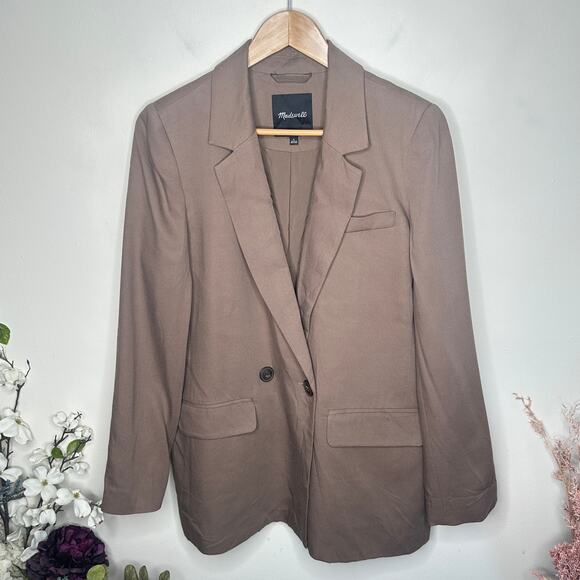 MADEWELL Drapeweave Caldwell Double-Breasted Blazer Castle Rock Tan Sz L {UU53} - Picture 3 of 8